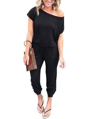 Women's Black Summer Dressy Outfits Off The Shoulder Imported Romper